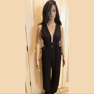 Plunging Neck Black Jumpsuit